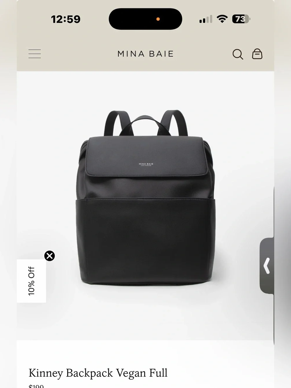 Mina Baie Black Baby Backpack Bag